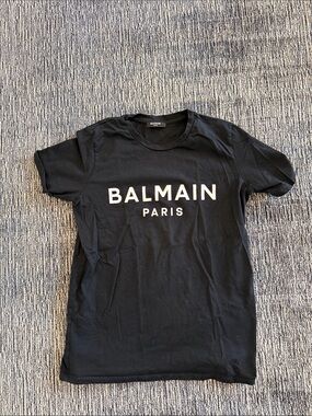 Balmain Black T-Shirt with White 'BALMAIN PARIS' Logo